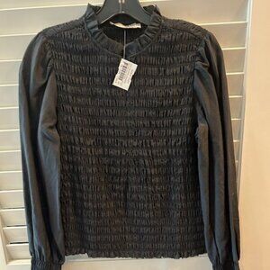 NWT GO BY GO SILK MAKE A SMOCKERY OF IT HALF ZIP Washable Blouse